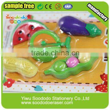 eraser shaped vegetable erasers blister card packing