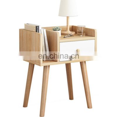 White Storage Drawer Solid Wood Legs Bedside Table Home Furniture Nightstand Luxury Nightstand Side Table