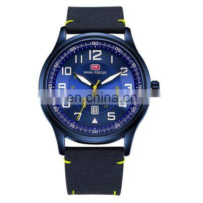 Mini Focus MF0166G Newest Sport Quartz Wristwatch Canvas Watches For Men