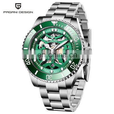 PAGANI DESIGN 1659 Men Automatic Self-Wind Watch Military Stainless Steel Tourbillon Sport Waterproof Watch