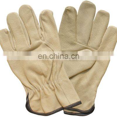 Cheap Pigskin Safety Glove Wing Thumb Grain Pig Leather Driving Work Gloves