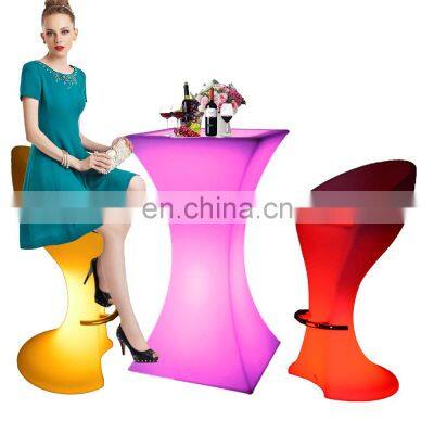 bar chair /RGBW color changing led outdoor patio garden nightclub furniture plastic party tables and chairs