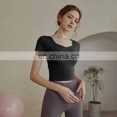 Short Sleeves High Impact Crop Tops Wholesale Compressed Women Sports Bras 90polyester 10spandex