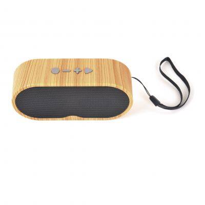 Portable Dual Speakers Bamboo Design Mini Size Hook smart outdoor wooden Bluetooth Speaker