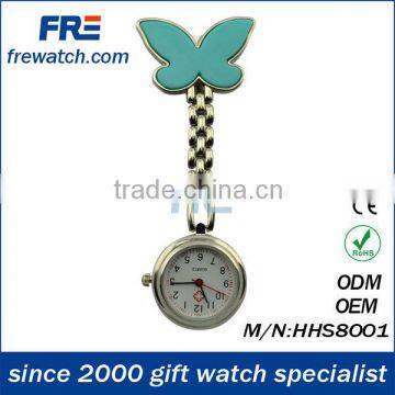 round nurse watch with a cute light green butterfly (HHS8001)