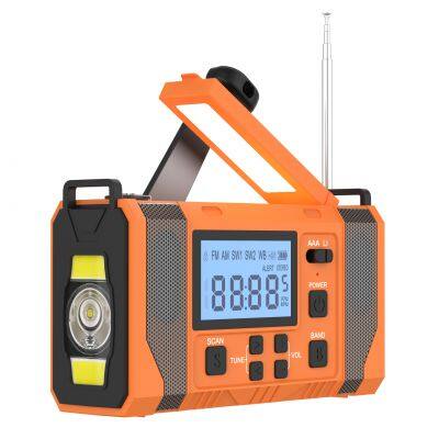 BSG-168(new)Multifunction Solar Emergency Radio with Power Bank, Hand Crank, 4000/8000mAh Battery, SOS Alarm, Flashlight & iPhone 15 Charging