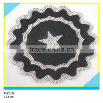 Iron on Decals Hotfix Black Horse Hair Mix Rhinestone Oval Patch 12x15cm photo-5