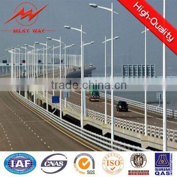 6m single arm solar street light pole with LED lights for high way