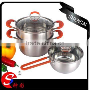 18/8 Stainless steel cookware set with silicone handle