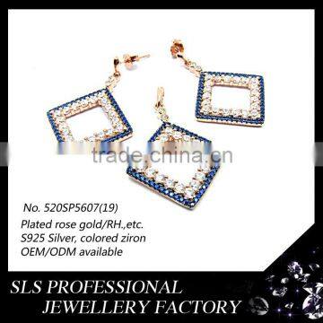 Italian silver jewelry handmade in guangzhou customized gold plated fashion ladies earring set