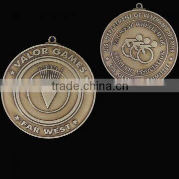 Custom antique gold olympic medal,zinc alloy without color