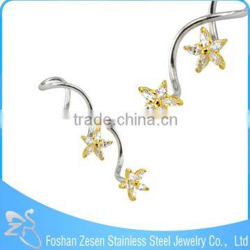 Custom-made flower zircon medical steel hypoallergenic special spiral navel ring