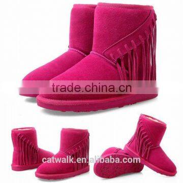 Fashion Winter Snow Boots Woman Wedge Boots Tassel Boots Light Brown Color Three Color Option photo-3
