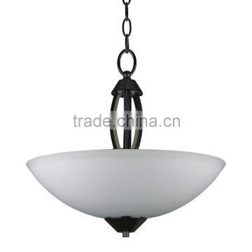 3 light chandelier(Lustre/La arana) in old silver finish with white glass