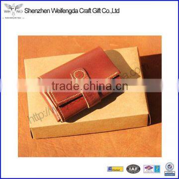 Fashion reddish brown vegetable tanned leather credit card holder wallet bifold