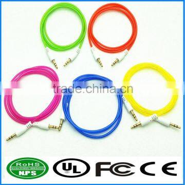 AUX Cable Fluorescent Multicolor Audio I/O Wire Stereo Panel Mount Cable for PC, Car Audio, Audio Equipment