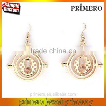 Hot Sale Drop 18K Gold Plating Time Turner Design Hourglass Dangle Earrings