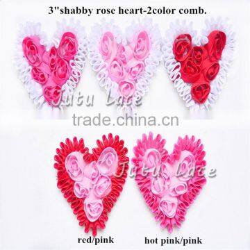 Saint-Valentin decorative flower - Chiffon Rose Heart Shaped Hair Flower Trim Girls Headware