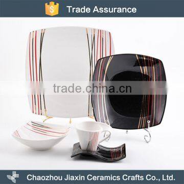 Custom made square decal ceramic dinner sets in china