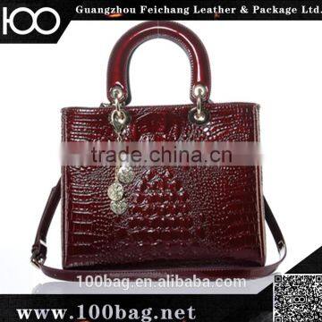 Red crocodile grain handbags designers brand bag for lady