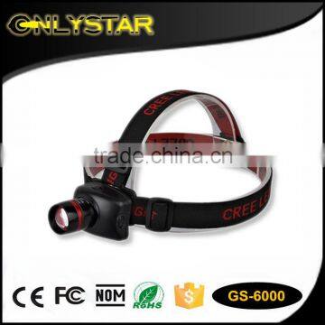 Onlystar GS-6000 hot sale CRE R3 led high powerful waterproof headlight zoomable led headlamp