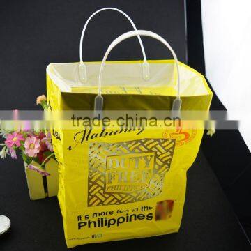 custom printing side gusset shopping bag , square bottom PE gift packing handle bag