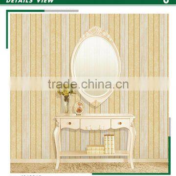 cheapest foaming non woven wallpaper, lemon yellow simple wide stripe wallcovering for kitchen , new fashion wall sticker roll