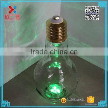 470ml green bright glass light bulb soft drinking bottle with metal screw cap