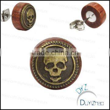 new arrival fashion skull wood stud earrings