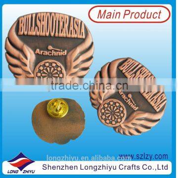 Antique copper stamping badge etching metal lady's pin