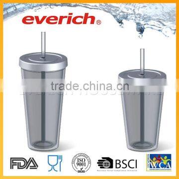 Double Wall With SS Lid 16oz/20oz AS Tumber Plastic Drinking Cup