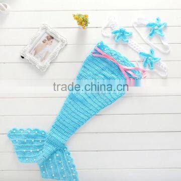 Knitting Cotton Wool Mermaid Outfit For Newborn Baby,Starfish Mermaid Photo Costume Set