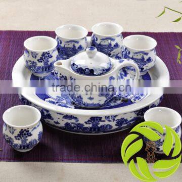 Chinese special design 8pcs teaset with tea tray wholesale teaset for promotional with 350ml teapot 100ml teacup tea tray