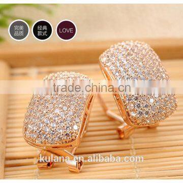 ED-52 Crystal Micro Paving Brass Material Rhodium Plated Fashion Stud Earrings For Women 2015