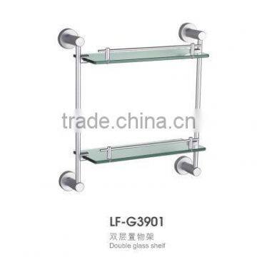 double glass shelf display stand