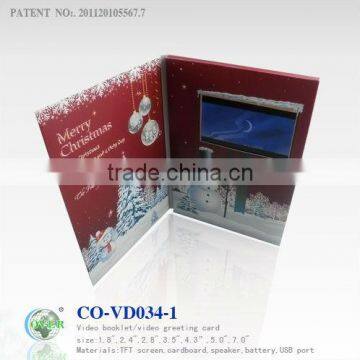 5.0"LCD greeting card,video player greeting card,video display greeting card for Christmas day,