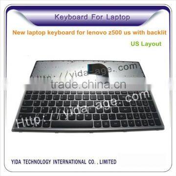 wholesale new US laptop keyboard for lenovo Z500 with backlit and frame