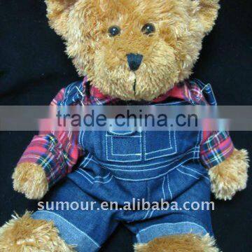 teddy bear in overalls