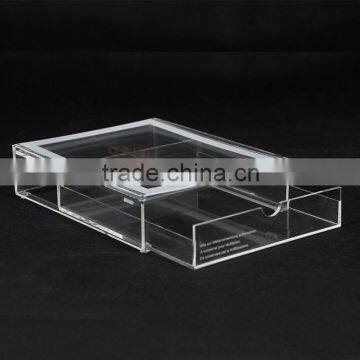 Logo Print Acrylic Business Card Holder Box With Drawer