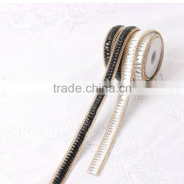 2016 wholesale Two color fancy high quality crystal rhinestone chain with hotfix glue