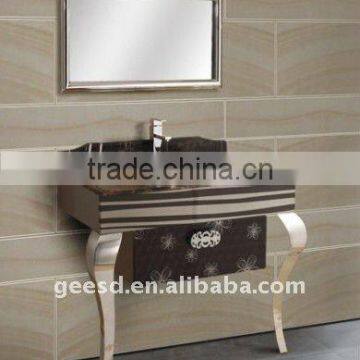 Brazil designs stainless steel marble top bathroom mirror vanity cabinets Y5003