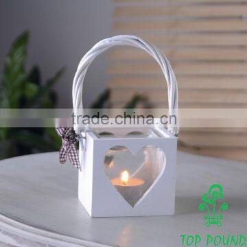 Shabby chic wooden heart tealight holder