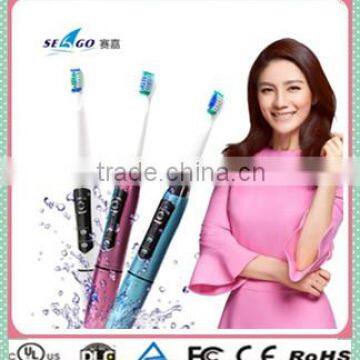 Adult Battery Operated Sonic Electric Toothbrush with adjustable frequency feature and Dupont soft bristle