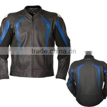 Motorbike Leather Jacket / Biker Jacket / Motorcycle Jacket / Black Blue leather Jacket