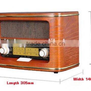 retro am/fm radio with built-in speaker