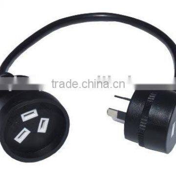 Black Extension Lead with Piggy back Plug IN STOCK