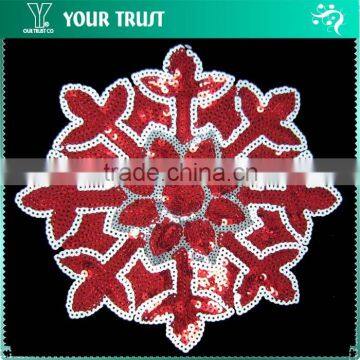 Red White Silver Snowflake Sequin for Garment Applique Patches
