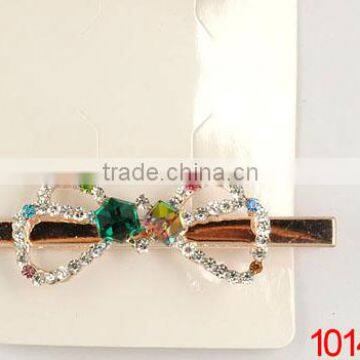 2014 new style/ metal hair clip with faceted stones bow