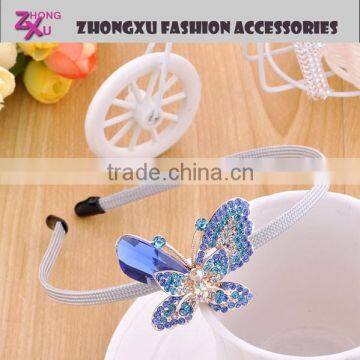 latest hot sale ladys custom animal rhinestone butterfly hair band