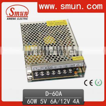 60W 5V 12V Dual Switching Mode Power Supply D-60A